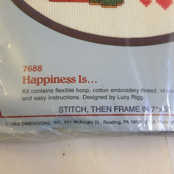 (2) Vintage Dimensions Cross Stitch The Greatest Catch Happiness is USA New - Picture 4 of 7
